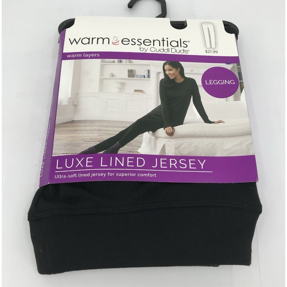 Warm Essentials by Cuddl Duds Women's‎ Luxe Lined Jersey Thermal Leggings Black